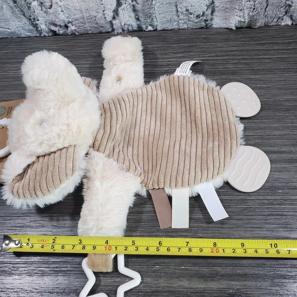 Blankie Buddie Beige Lovey Soother LUXE SOFT Pacifier Holder Elephant Sensory‎
